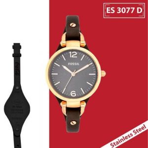 RELOJ  DE DAMA DORADO  ACERO INOXIDABLE MARCA FOSSIL EXTENSIBLE DE PIEL CORREA DE PIEL  INCLUYE ESTUCHE ORIGINAL